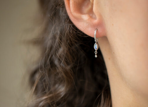 Celine Daoust Protection and Believes Moonstone and diamonds Hoop Earring