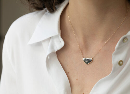 Celine Daoust_Slice of the Universe Grey Diamond and three diamonds Necklace