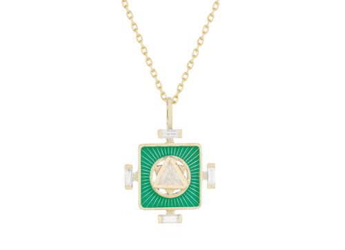 Celine Daoust Yantra Enamel and Diamond Baguettes Necklace