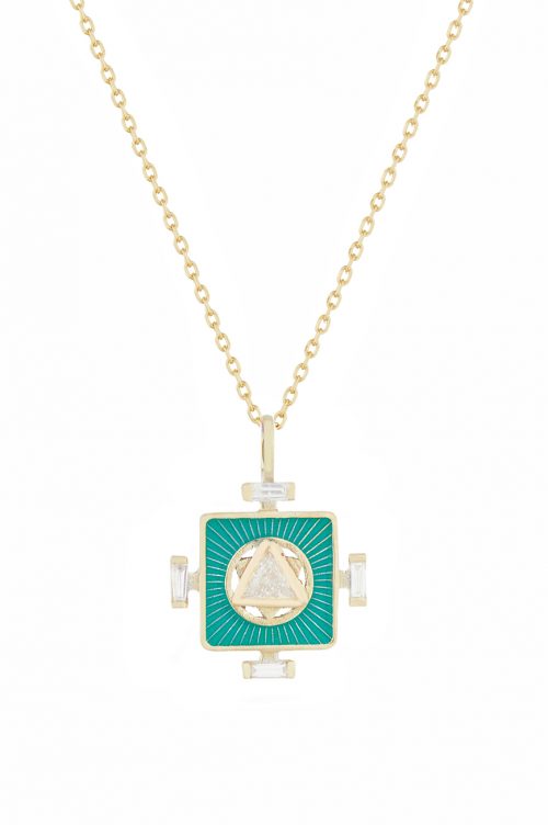 Celine Daoust Yantra Enamel and Diamond Baguettes Necklace