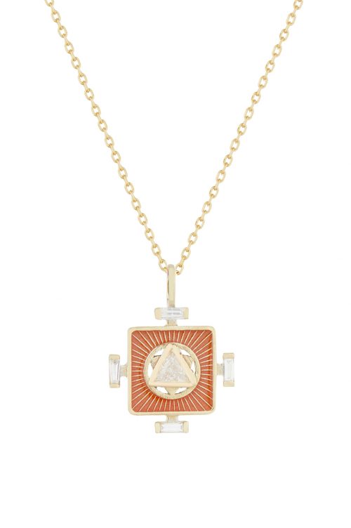 Celine Daoust Yantra Enamel and Diamond Baguettes Necklace