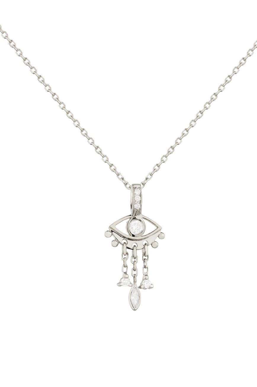 Celine Daoust Guardian Spirit White Gold Eye and Dangling Details Necklace