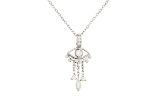 Celine Daoust Guardian Spirit White Gold Eye and Dangling Details Necklace