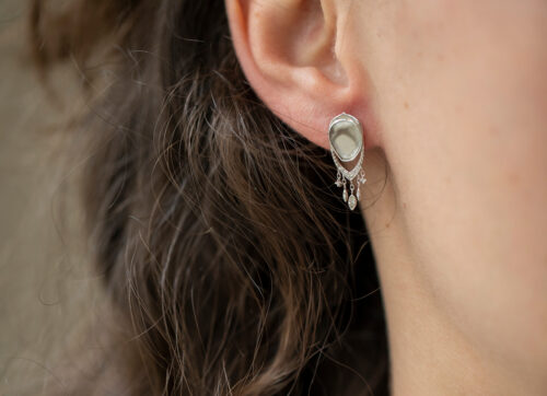 Celine Daoust One of a Kind Grey Diamond & dangling diamonds Earring