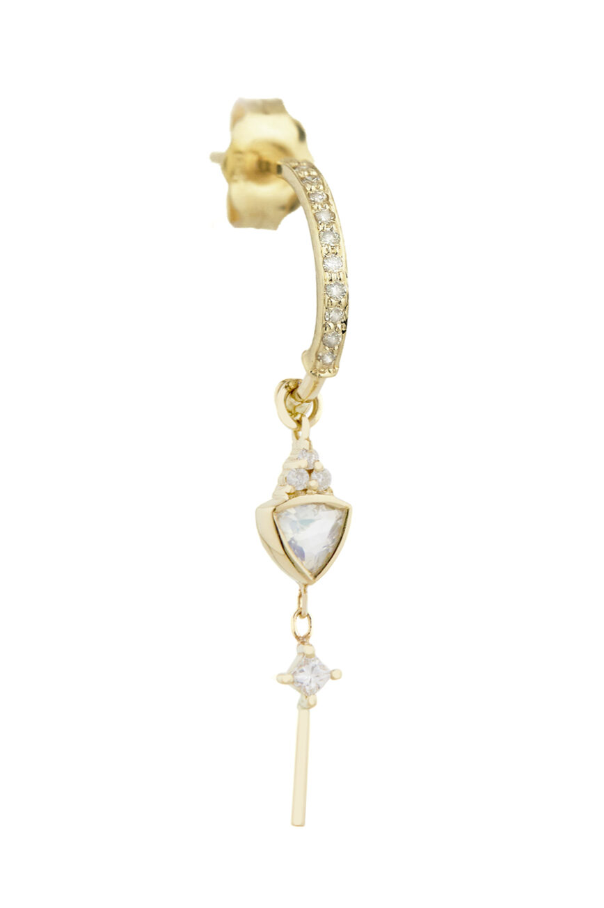 Celine Daoust Moondstone and Diamond Chain Earrings