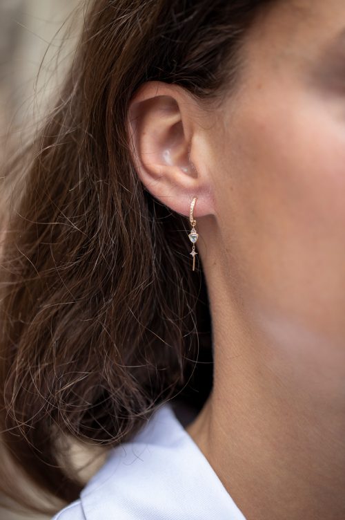 Celine Daoust One of a Kind Moonstone and diamonds Hoop Single Earring