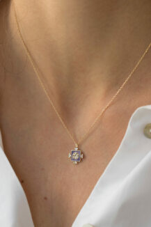 Celine Daoust Yantra Enamel and Diamond Baguettes Necklace