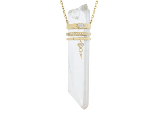 Celine Daoust One of a Kind Big Quartz Pencil and Marquise Diamond Totem Chain Necklace