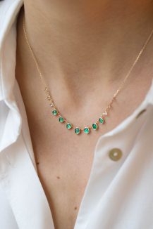 Celine Daoust One of a Kind multi Emerald and rosecut Diamonds Necklace