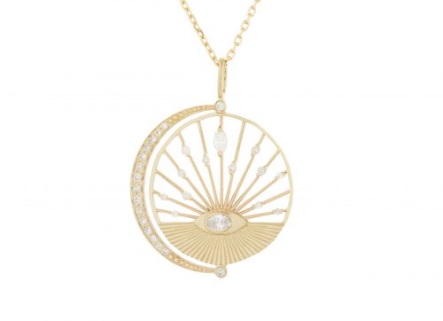 Celine Daoust Dream maker Oval Eye Moon crescent Diamonds Necklace