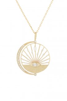 Celine Daoust Dream maker Oval Eye Moon crescent Diamonds Necklace