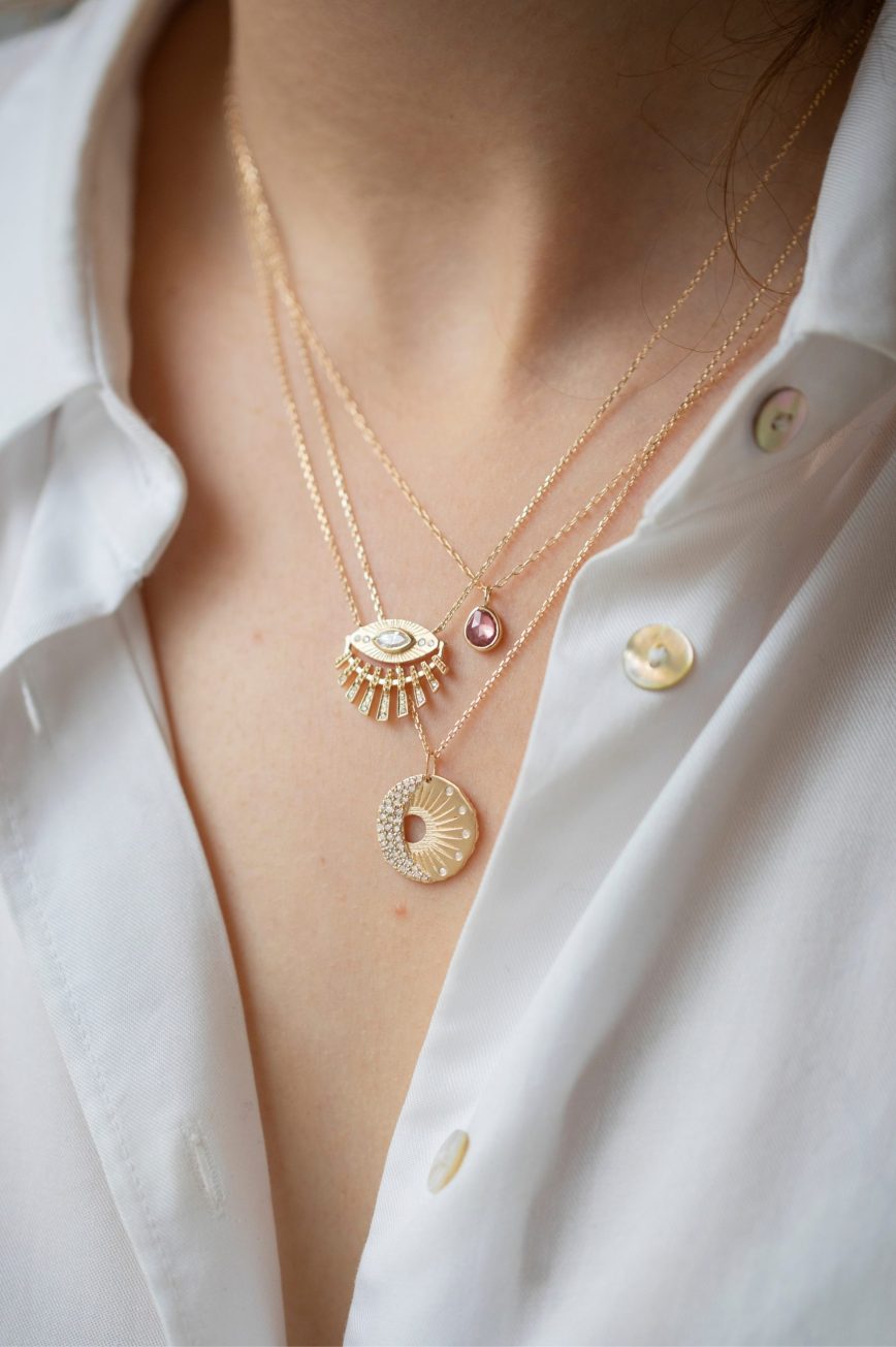 Sun And Moon Necklace In Gold – Carolina Benoit