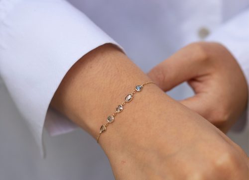 Multi Grey Diamond slice Chain Bracelet