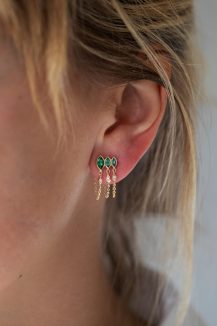 Celine Daoust Protection and Believes_Triple Marquise Tourmaline and diamond eyes Single Chain Earring