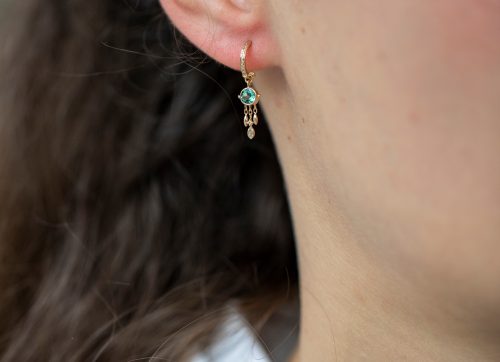 Tourmaline and diamonds Single Earring