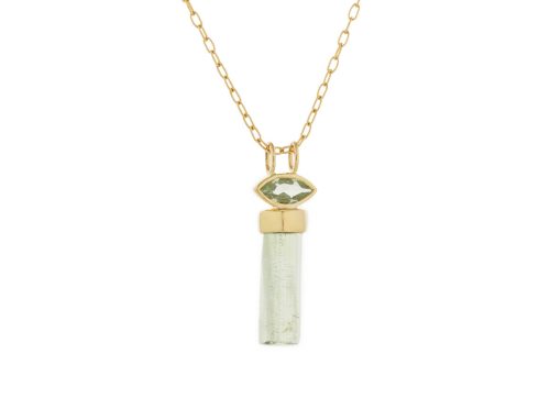 Protection and Believes Tourmaline pencil & marquise Chain Necklace