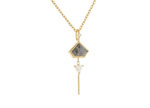 Geometric Grey Diamond and Dangling Diamond Necklace