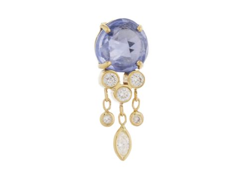 One of a kind Sapphire and Diamonds Dangling Single Earring