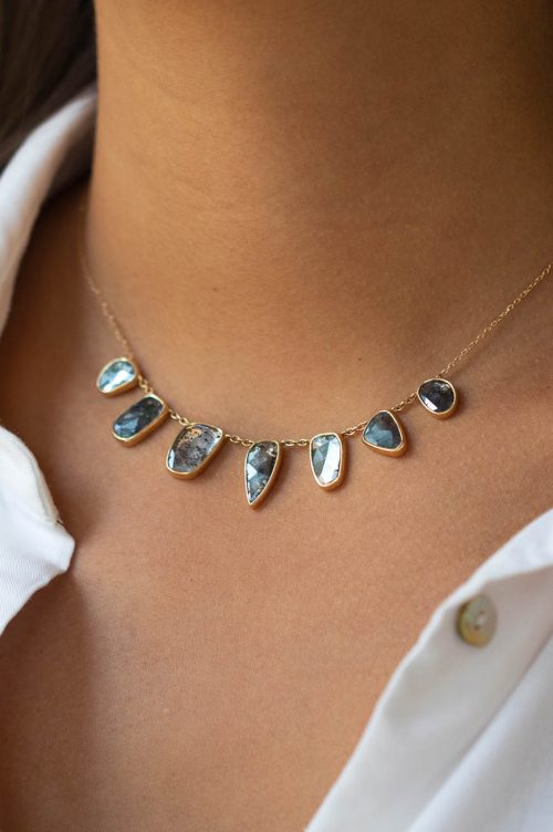 Slice of the Universe multi Rosecut Grey Diamonds Necklace