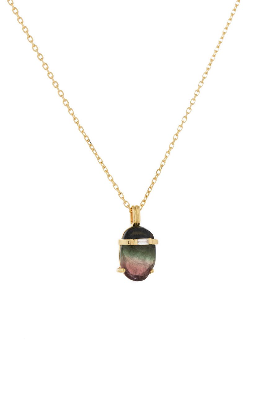 One of A kind Tourmaline and Diamond baguette Necklace