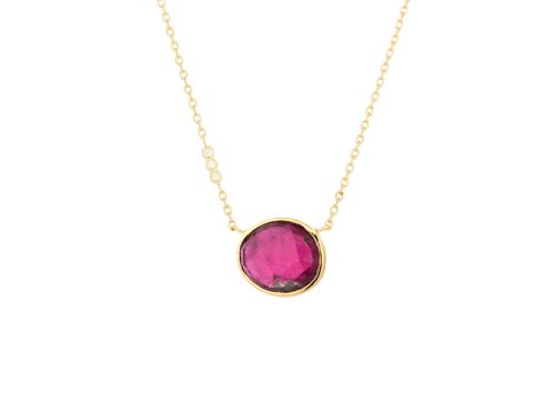 One of a Kind Tourmaline with small diamonds Necklace