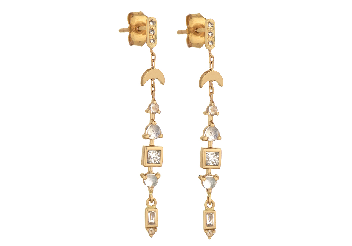 Celine Daoust One of a Kind Totem Moonstone and Diamonds Earrings ...