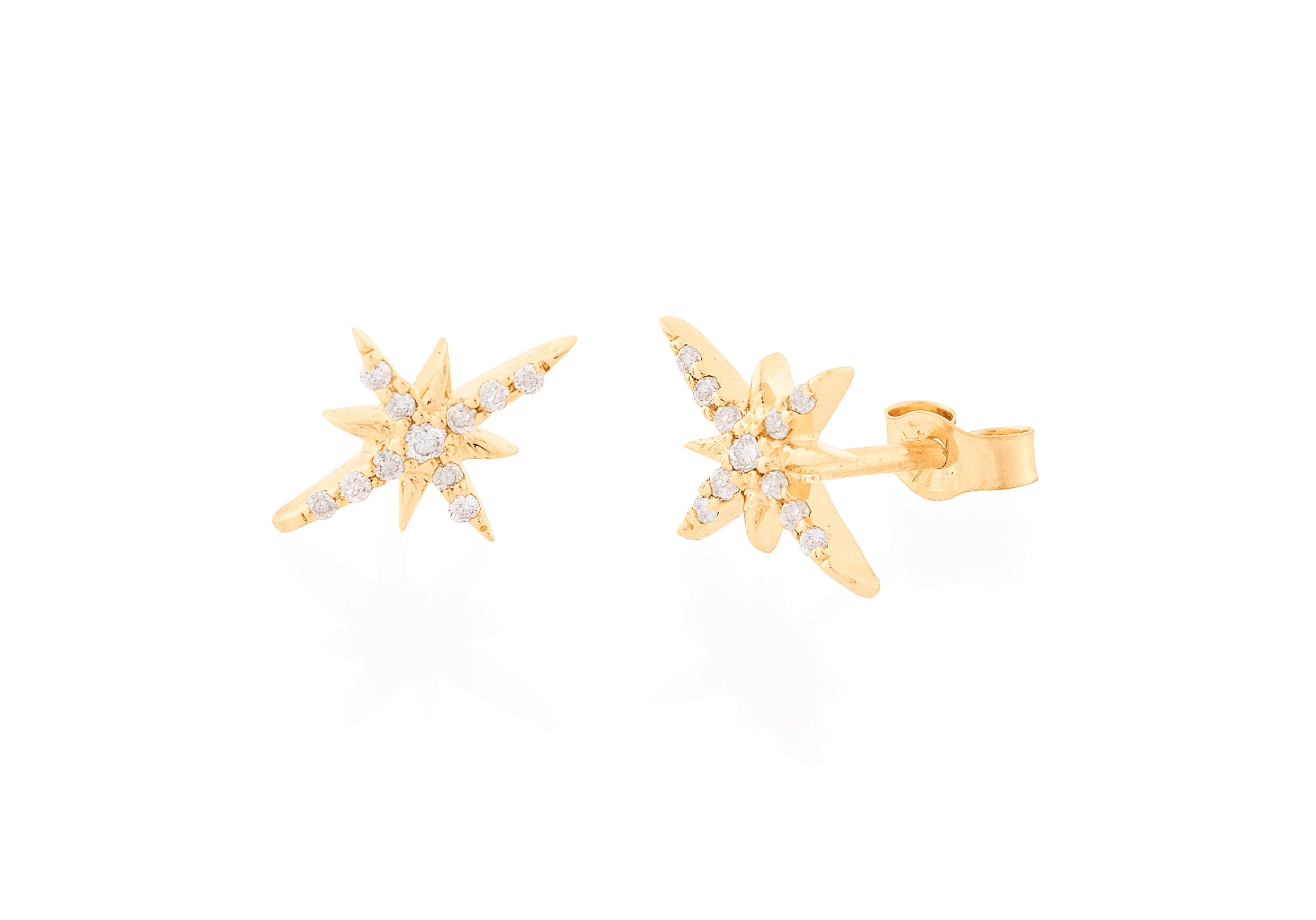 North Star & Diamonds Yellow Gold Earrings - Celine Daoust - Celine Daoust