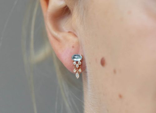 Celine Daoust Blue Green Tourmaline Diamonds and Dots Earrings