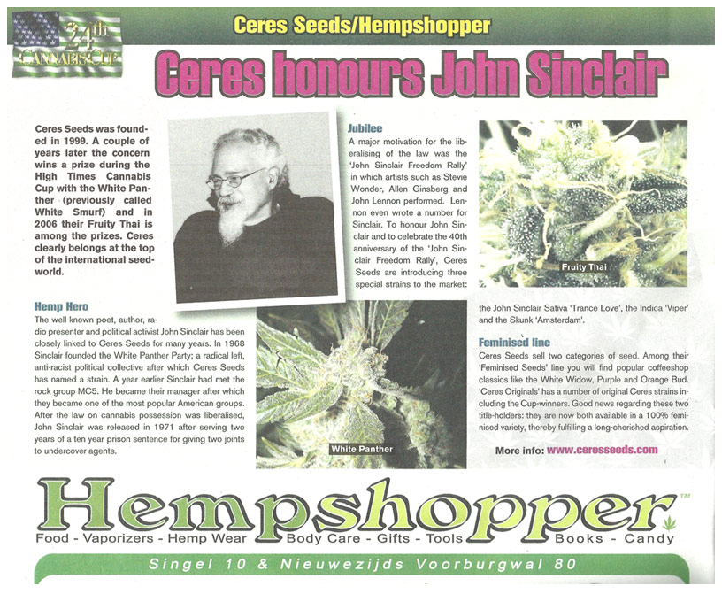 Magazine - Ceres Homours John Sinclair - Ceres Seeds Amsterdam