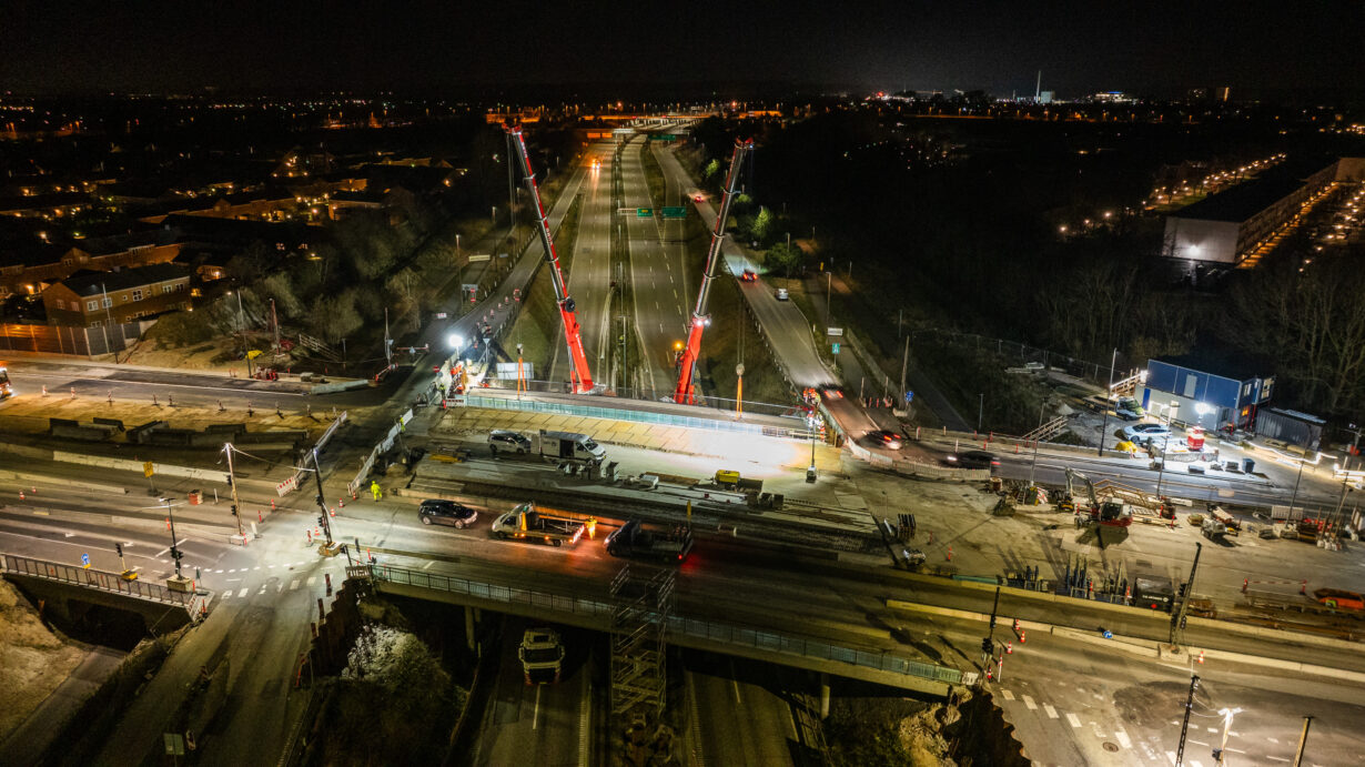 Vellykket bromontage over Hillerødmotorvejen