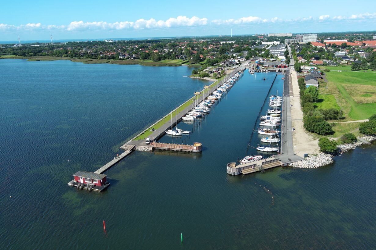 a marina with boats on the water