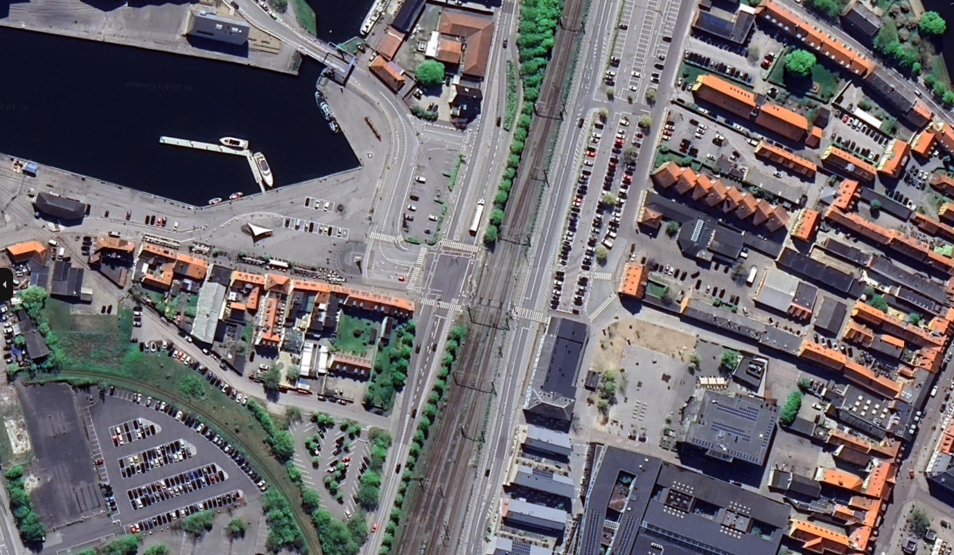 Kort over jernbane underføring ved køge station