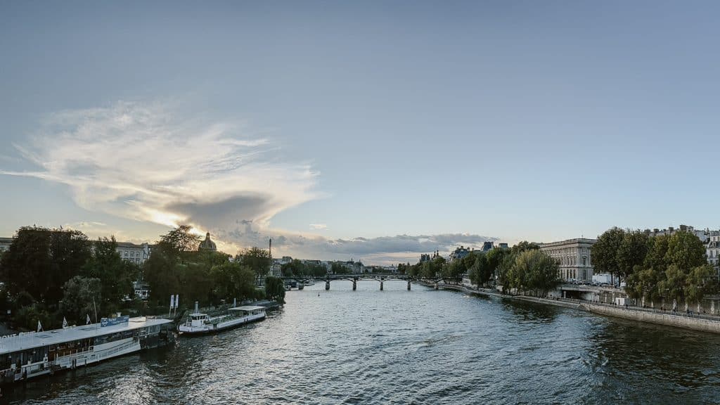 looking west from the pont des arts over the Seine in Paris