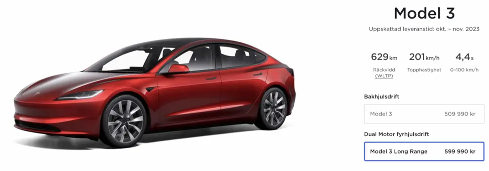 Tesla Model 3 0-100 km/h