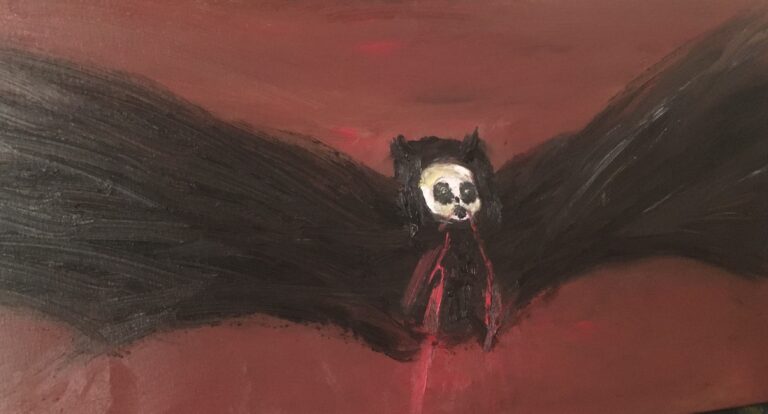 Baby Bat, oil on canvas. 11 x 7 inches, 2022