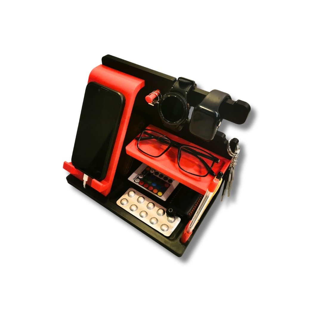 Tillbehörsarrangör för vardagliga skrivbord vid sängkanten