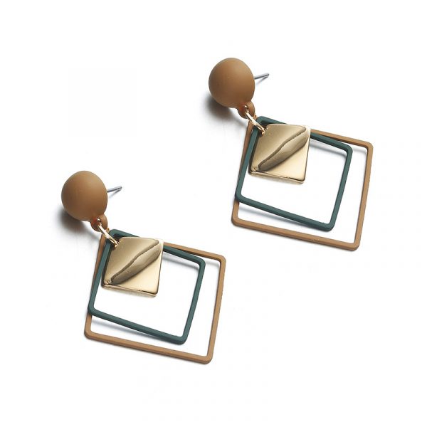 Fashion Multi Square Earrings - Green - ChicSmyck.se