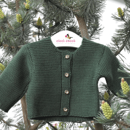 Strickjacke "Mini Sarner Fichte" aus Merinowolle