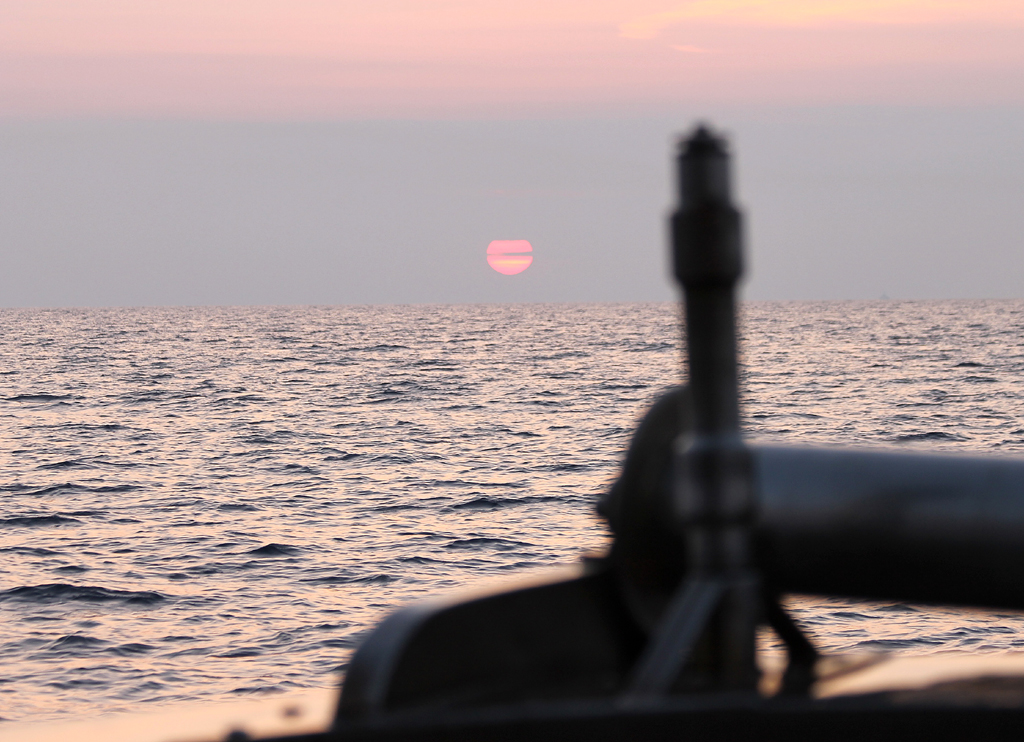 The sunrise before the nets are put out the first time