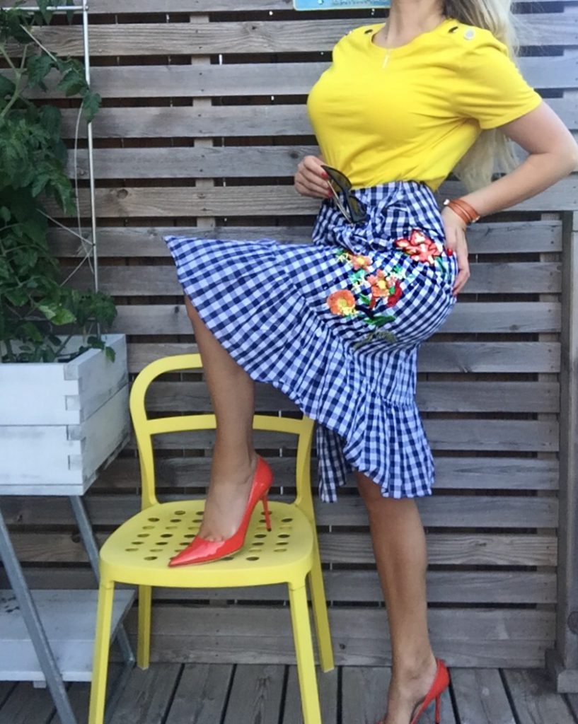 Dagens Outfit Bardotrutigt Gingham kjol Zara