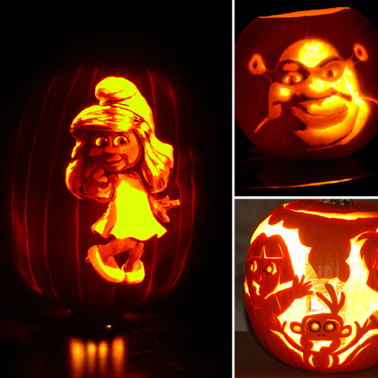 Jack-o'-Lanterns With Cartoon Characters