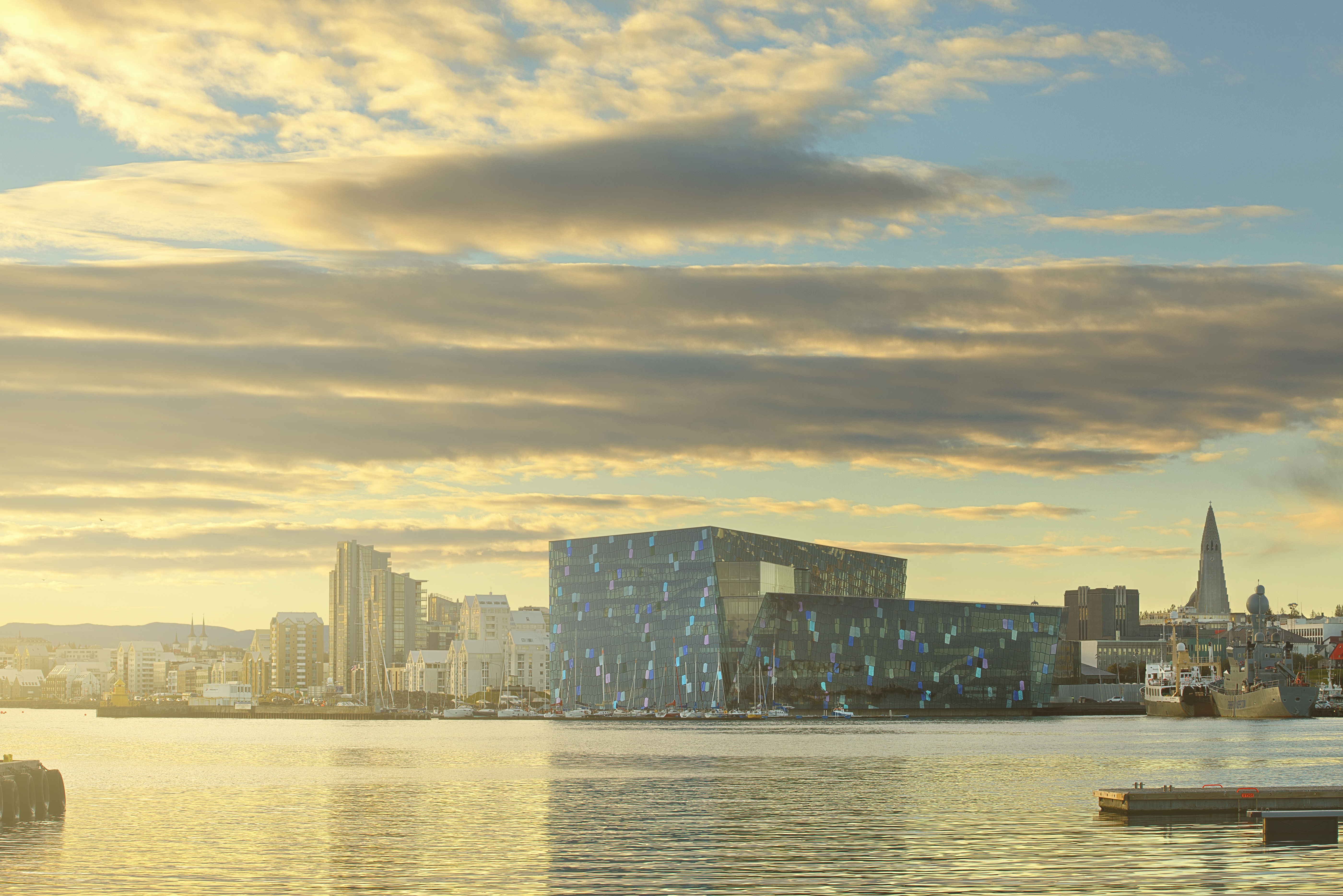 REYKJAVIK COL – Reykjavík skyline and Harpa Reykjavík Concert Hall and Conference Centre