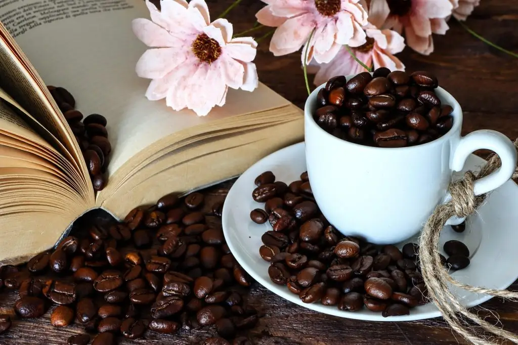 coffee, flower wallpaper, coffee cup, coffee beans, mug, beautiful flowers, cup, flowers, book, floral, nature, decorative, decoration, drink, morning, flower background, flavor, freshness