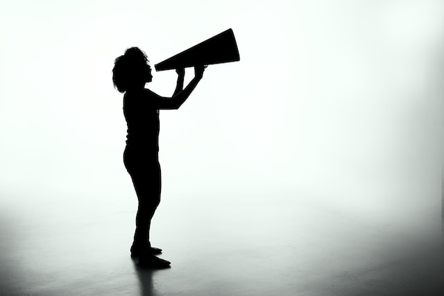 silhouette of person with megaphone