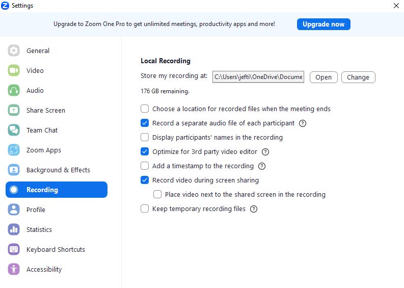 zoom software audio settings screenshot