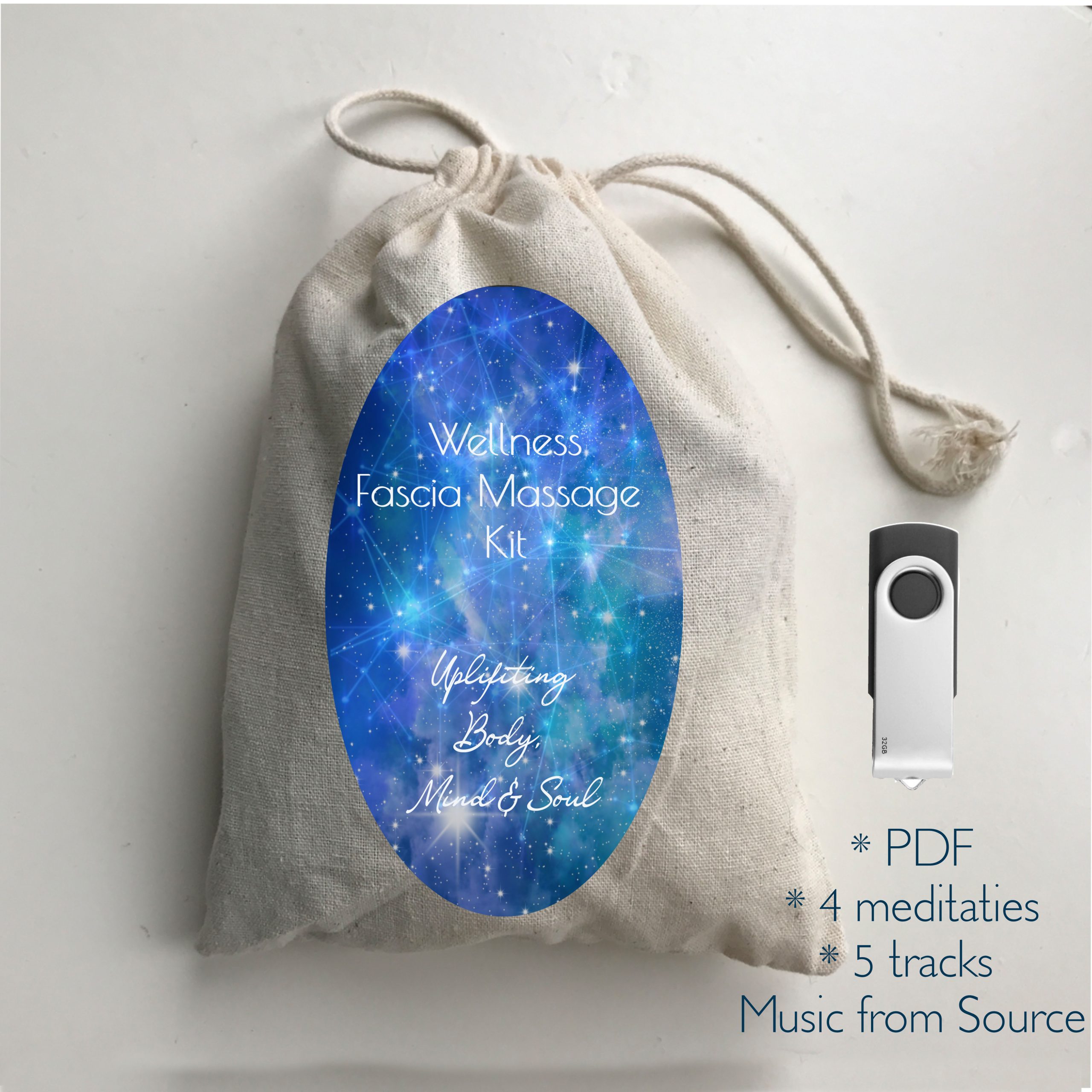 Wellness Fascia Massage Kit – inclusief USB-stick met 4 meditaties en 5 MusicfromSource tracks