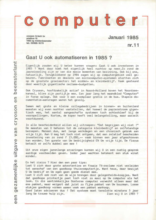 Computer, Januari 1985, Nr.11