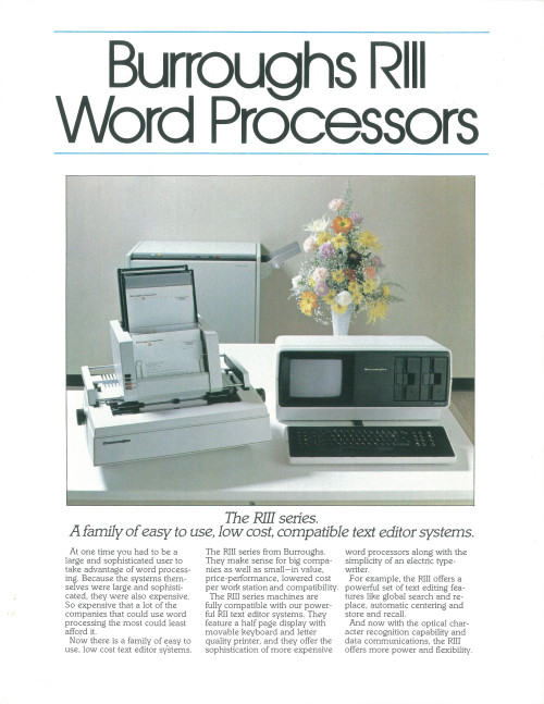 Burroughs RIII Word Processors