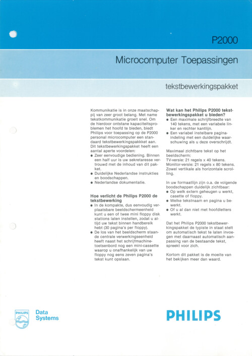 P2000 Microcomputer Toepassingen, tekstbewerkingspakket