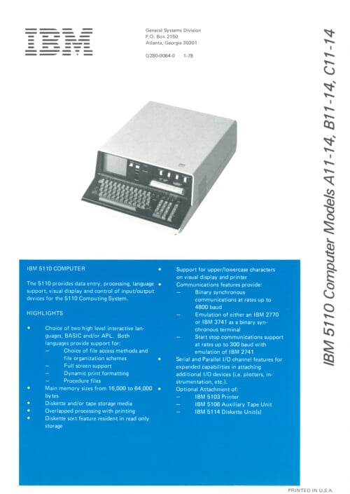 IBM 5110 Computer Models A11-14, B11-14, C11-14